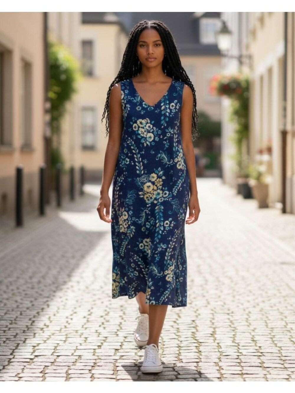 Norton McNaughton Petites Womens Floral Sleeveless Maxi Dress Rayon Blue PL VTG